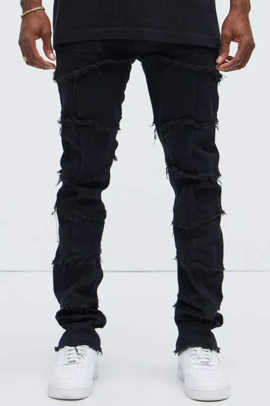 Get Me More Fray Panel Straight Jeans - Black sold by Fashion Nova