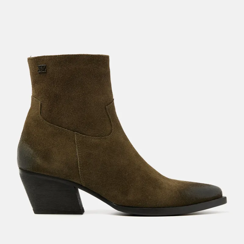 Alix Dames Enkellaarsjes Suede Khaki sold by Lazmani