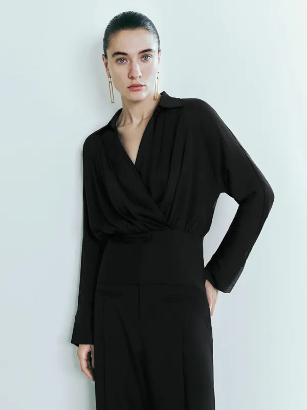 Collared Neck Surplice Front Blouse sold by Urban Revivo