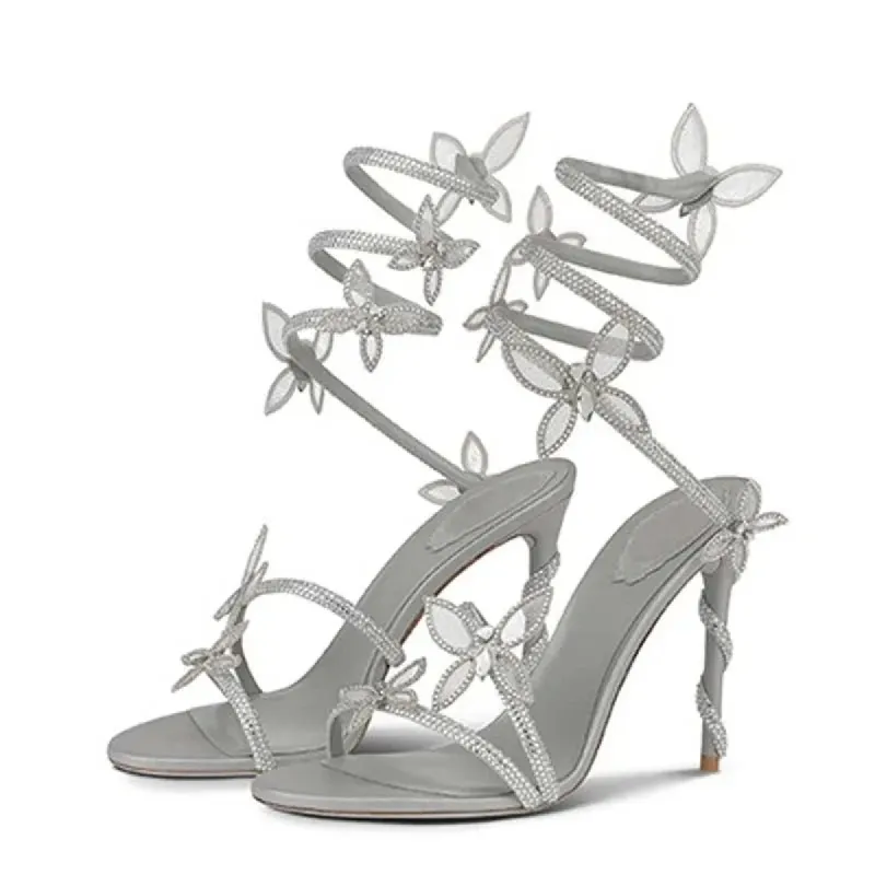 Rhinestone Ankle Strap Round Stiletto Heels  773927533050 sold by Cocomelody
