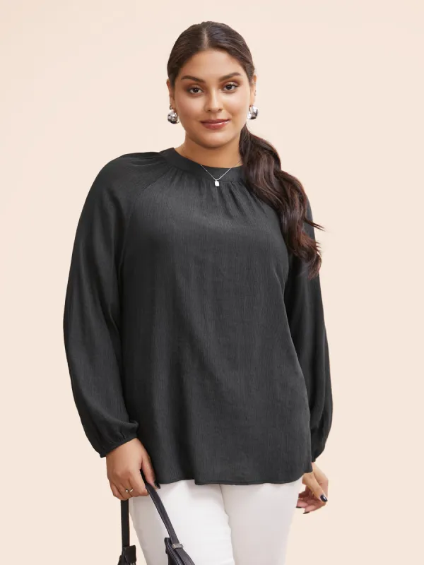 Textured Ribbon Collar Blouse sold by Bloomchic