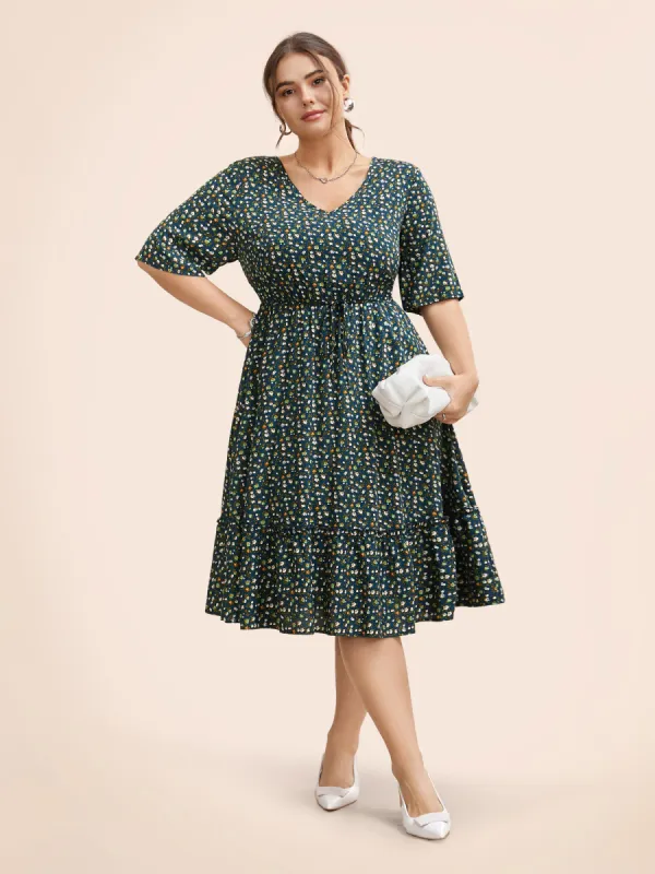 Ditsy Floral Frill Trim Tie Knot Dress sold by Bloomchic