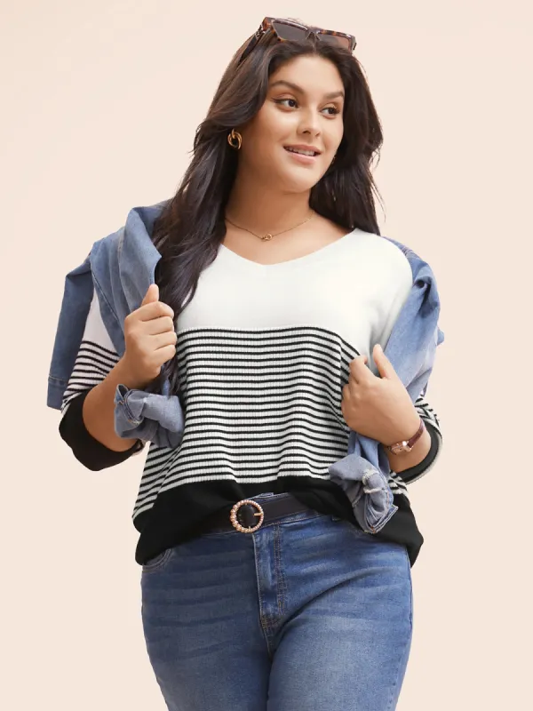 Supersoft Essentials Striped Contrast Pullover sold by Bloomchic