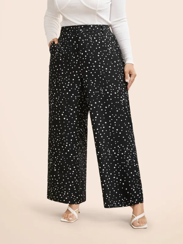 Polka Dot Mid Rise Wide Leg Pants sold by Bloomchic