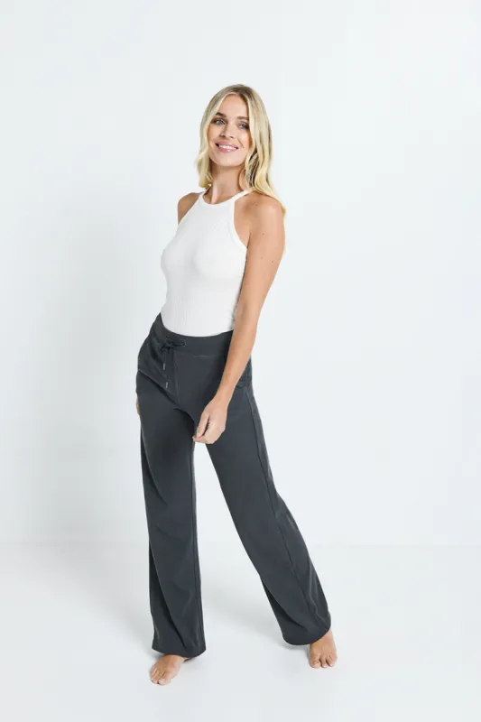 Ribbed Wide Leg Trousers - Grey sold by LOVALL