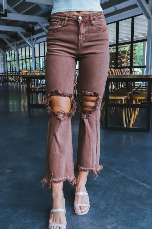 Braelyn Distressed Jeans, Espresso sold by North & Main Clothing Company