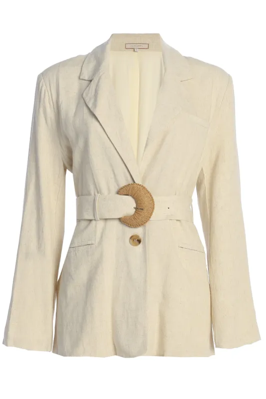 Natural Ocean Breeze Linen Blazer sold by JLUXLABEL