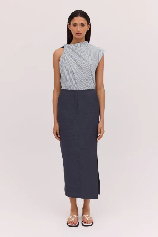 NAVY LINEN UNITY SKIRT sold by Bianca Spender