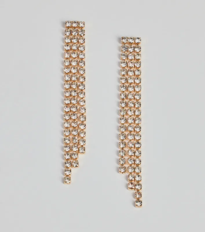 Coveted Glam Rhinestone Fringe Earrings sold by Windsor