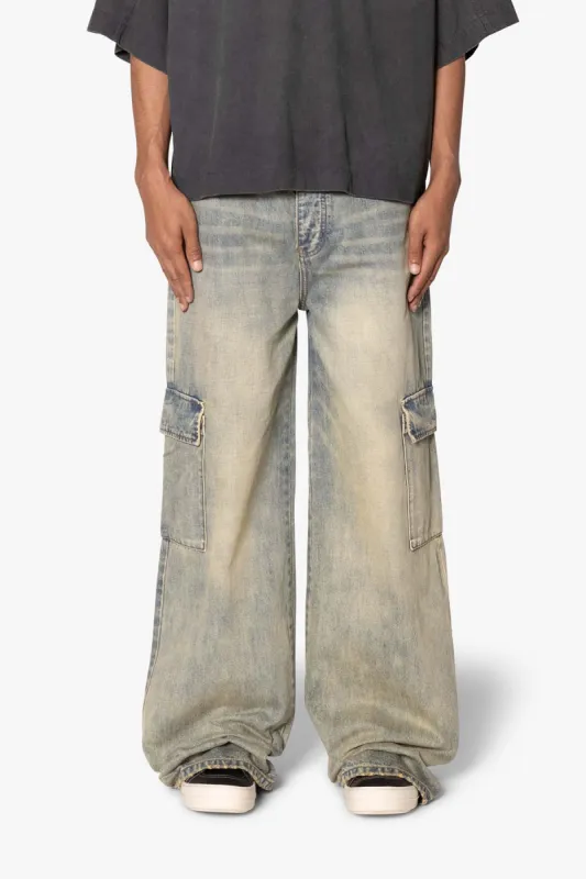 Void Baggy Cargo Denim - Medium Blue sold by MNML