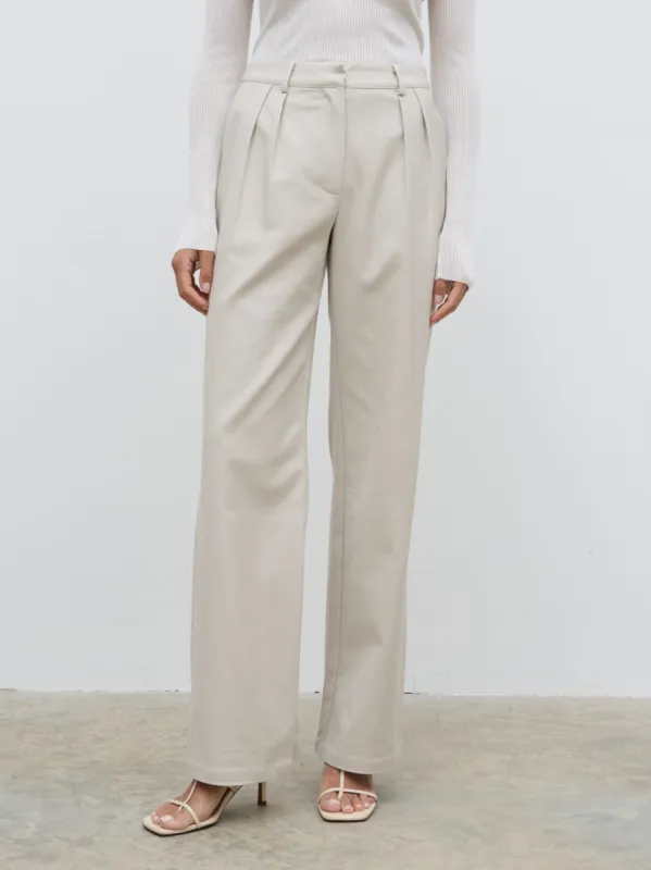 Brady Front Pleat Trousers - Chalk sold by Pretty Lavish