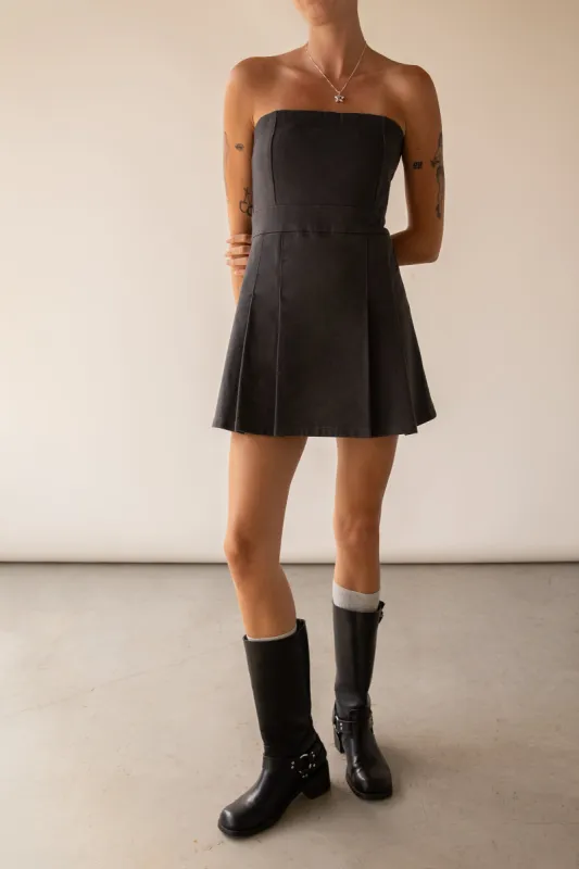 TWILL TUBE PLEATED MINI DRESS sold by OAK AND FORT