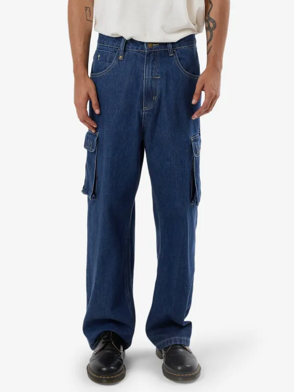 Big Slacker Baggy Denim Cargo Jean - Union Blue sold by Thrills