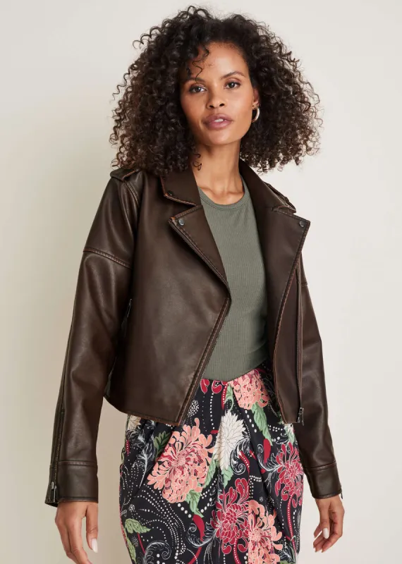 Distressed Leather Jacket - Distressed Brown sold by VENUS