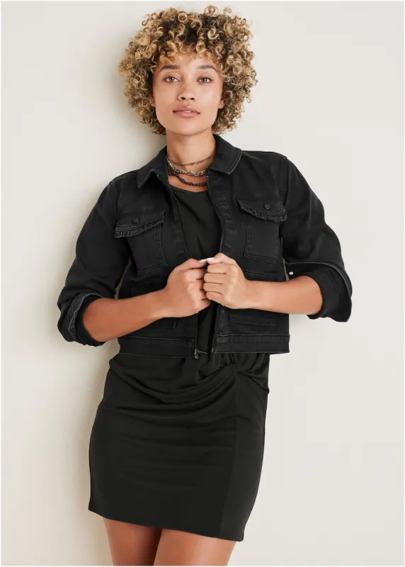 Denim Cargo Jacket - Black Wash sold by VENUS