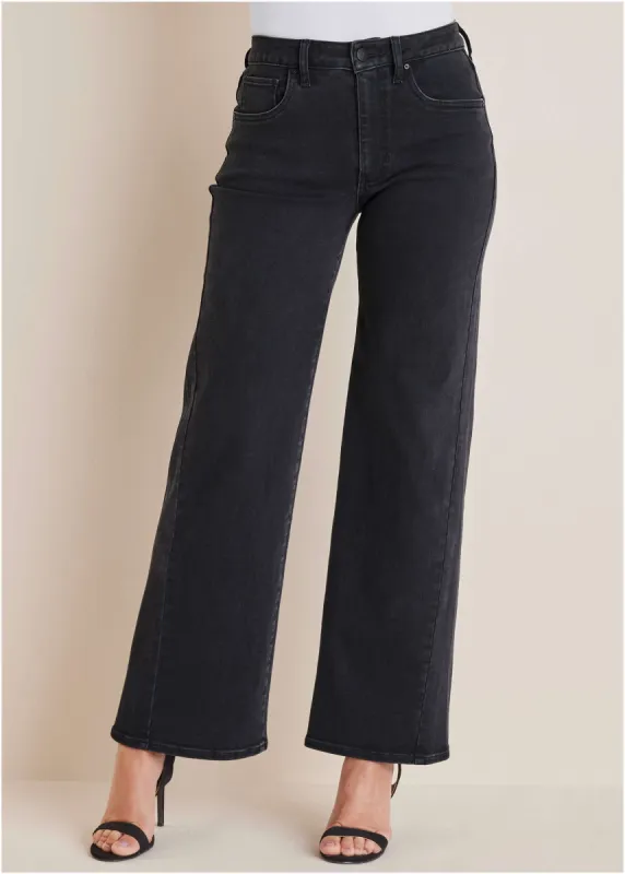 Farrah Wide Leg Jeans  - Black Wash sold by VENUS