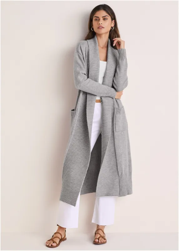 Cardigan Duster - Medium Heather Grey sold by VENUS