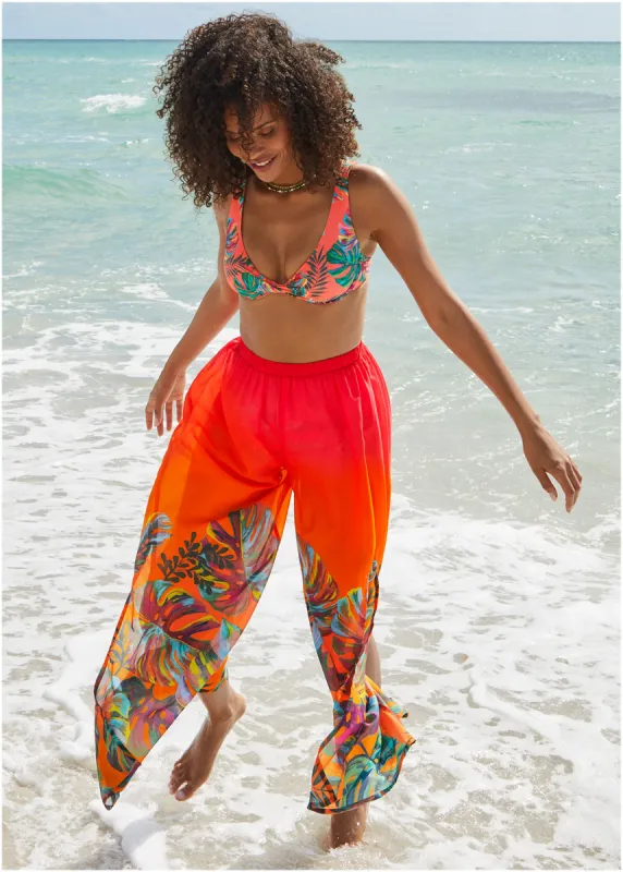 Palazzo Cover-Up Pants - Tropical Sunset Border sold by VENUS