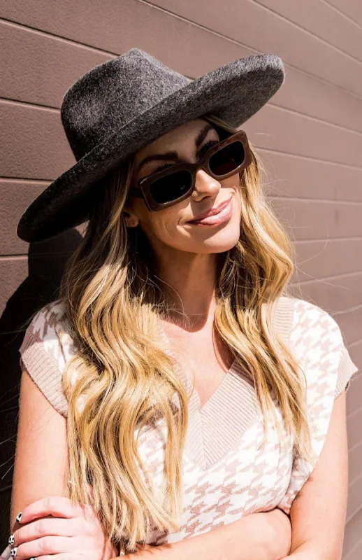 Stella Stiff Brim Hat in Charcoal sold by Dressed In Lala