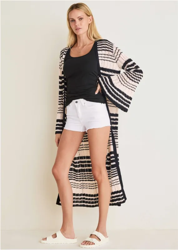 Stripe Duster  - White Multi sold by VENUS