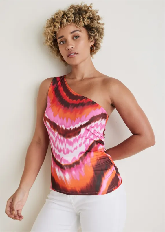 Printed One Shoulder Top - Desert Agate sold by VENUS