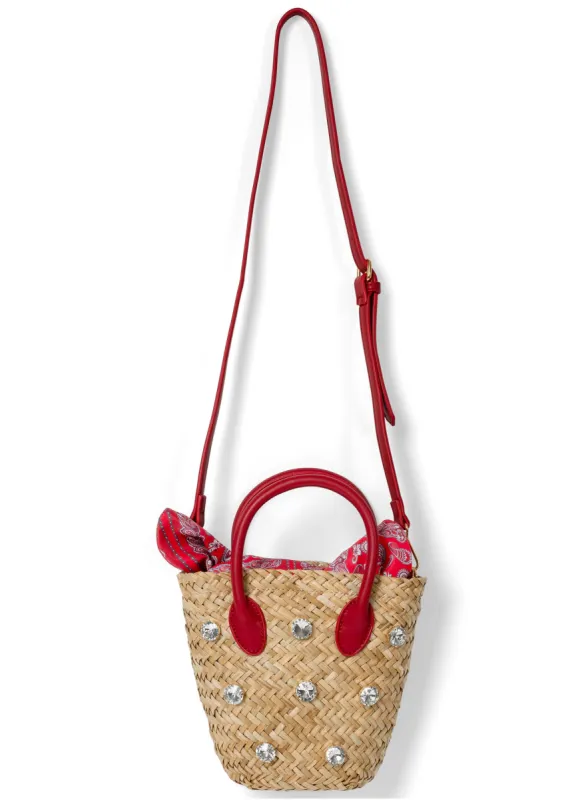 Embellished Bandana Handbag - Natural Multi sold by VENUS