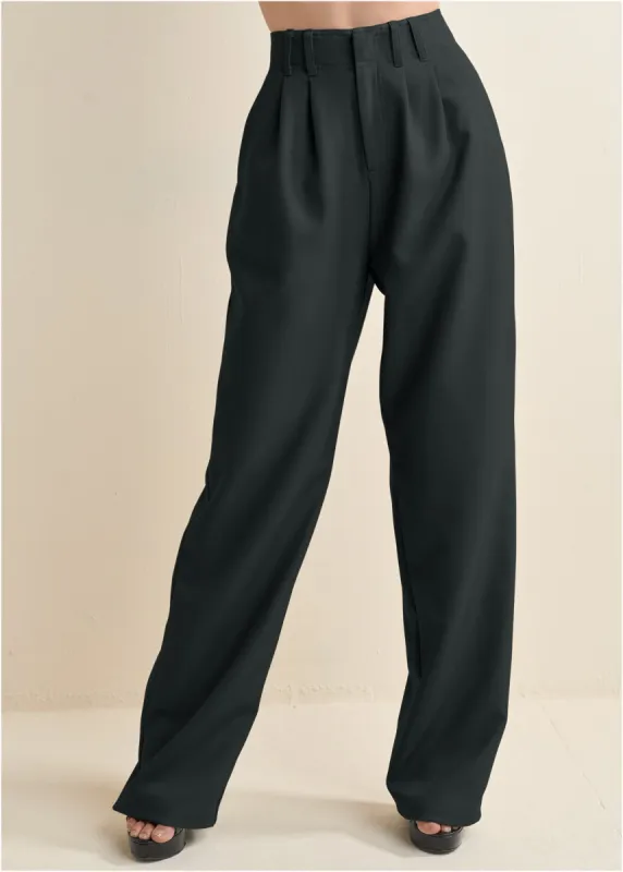 High-Rise Wide-Leg Trousers - Black sold by VENUS