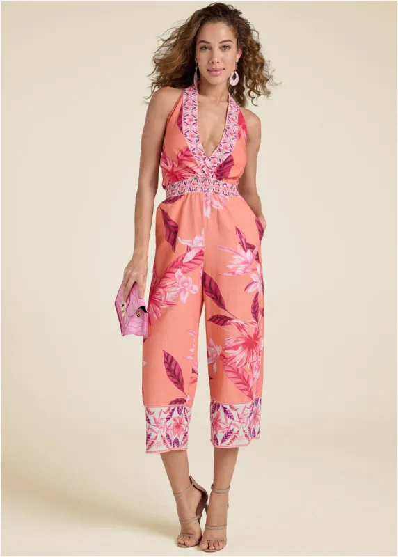 Strawberry Floral Jumpsuit - Pink Multi sold by VENUS