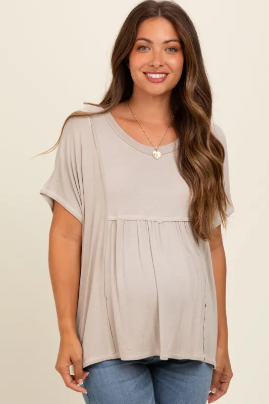 Grey Flutter Sleeve Maternity Top sold by Pinkblush