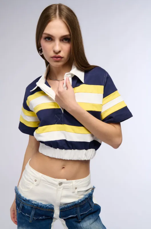 RAINA CROPPED SHORT SLEEVE COLLARED SHIRT sold by AKIRA