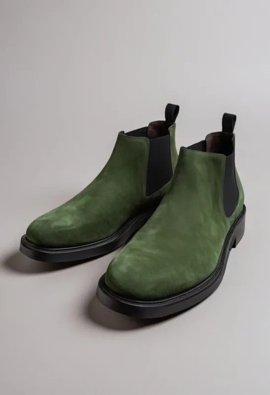 Green Suede Leather Grayson Chelsea Boot sold by Costoso Italiano