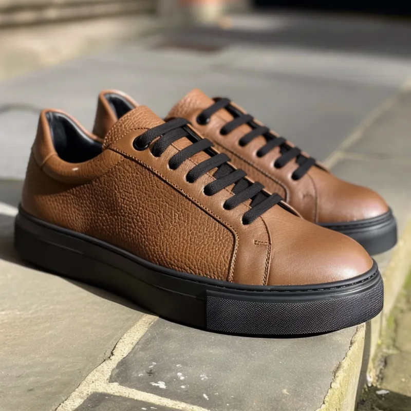 Brown Leather Crusino With Thick Sole Sneakers sold by Costoso Italiano