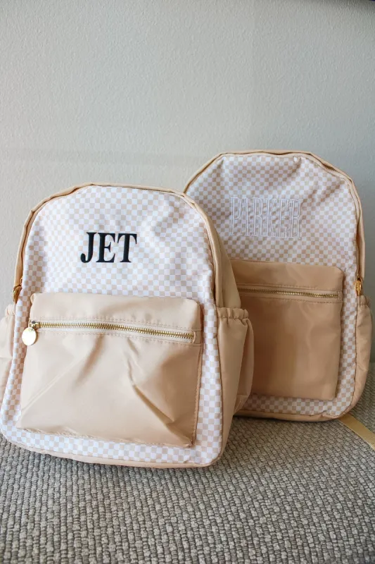 Tan Checkered Backpack sold by Buddy Love