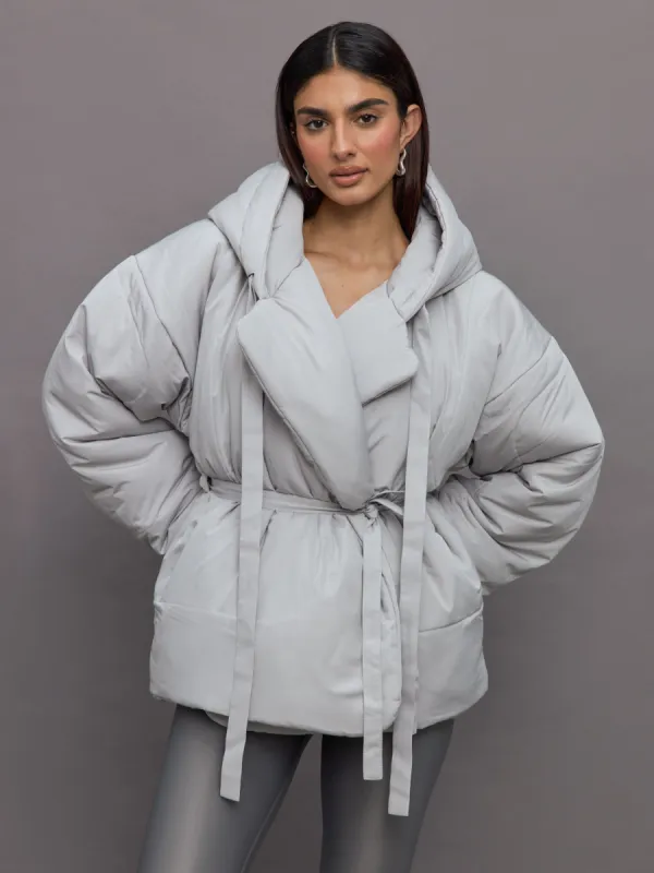 Hooded Sleeping Bag Coat Short - Dove sold by Carbon38
