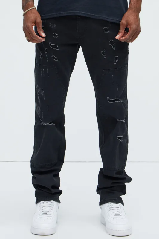 Put In The Work Panel Slim Jeans - Black sold by Fashion Nova