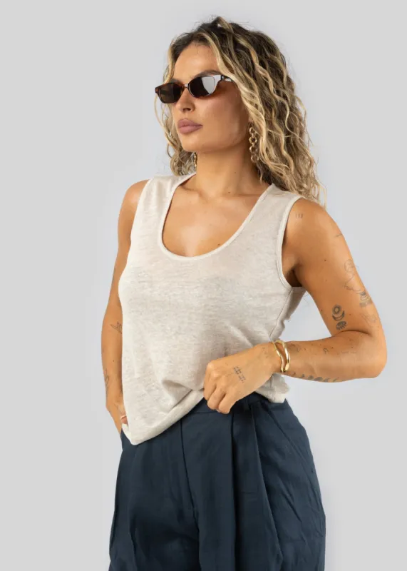Linen Tank Top Beige sold by Ivalo.com