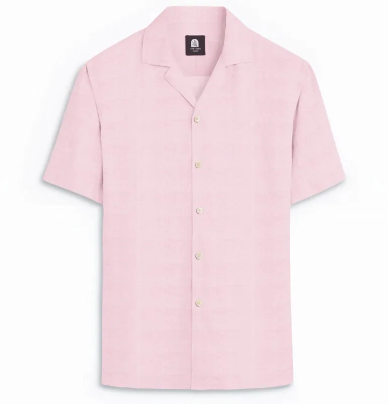 Cotton Linen - Camp Collar - Short Sleeve - Light Pink sold by Airthreads