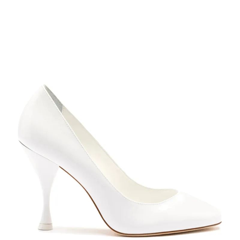 Michelle Pump In White Patent Leather sold by Larroude
