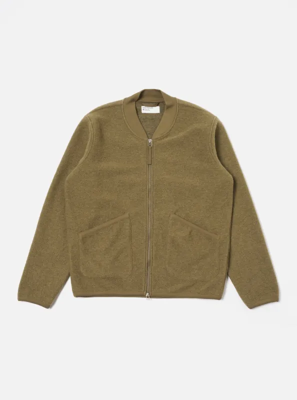 Universal Works Zip Bomber in Lovat Wool Fleece sold by Universal Works