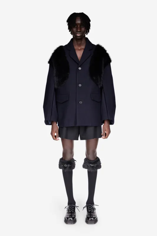Boxy Faux Fur Panel Armour Jacket sold by Simone Rocha