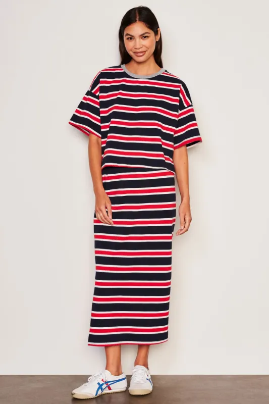 Sundry Midi Side Slit Skirt in Flare Red sold by Bailey 44