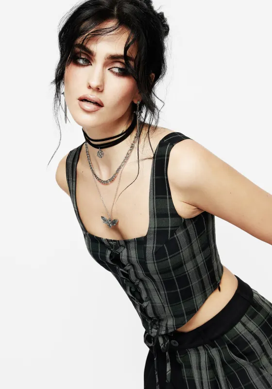 Checkmate Lace Up Corset Top sold by Disturbia