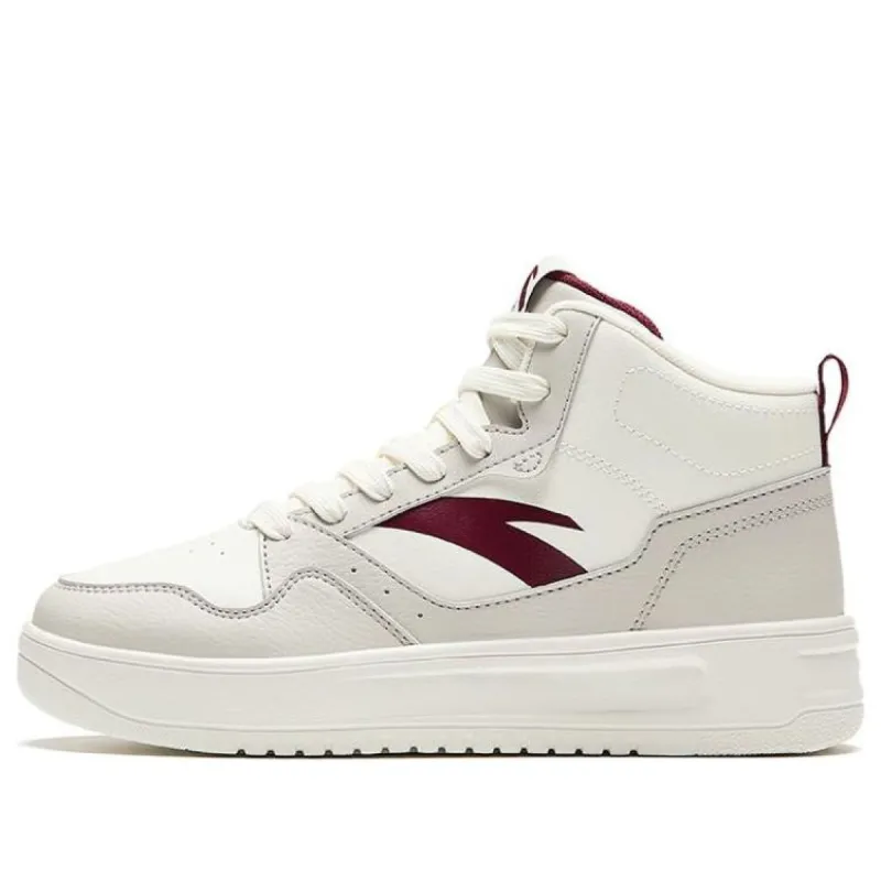 (WMNS) ANTA Skateboarding Series Sneakers High 'White Burgundy' 922348002Q-2 sold by KicksCrew