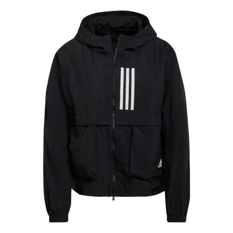WMNS) adidas Sportswear W.N.D. Windbreaker 'Black White