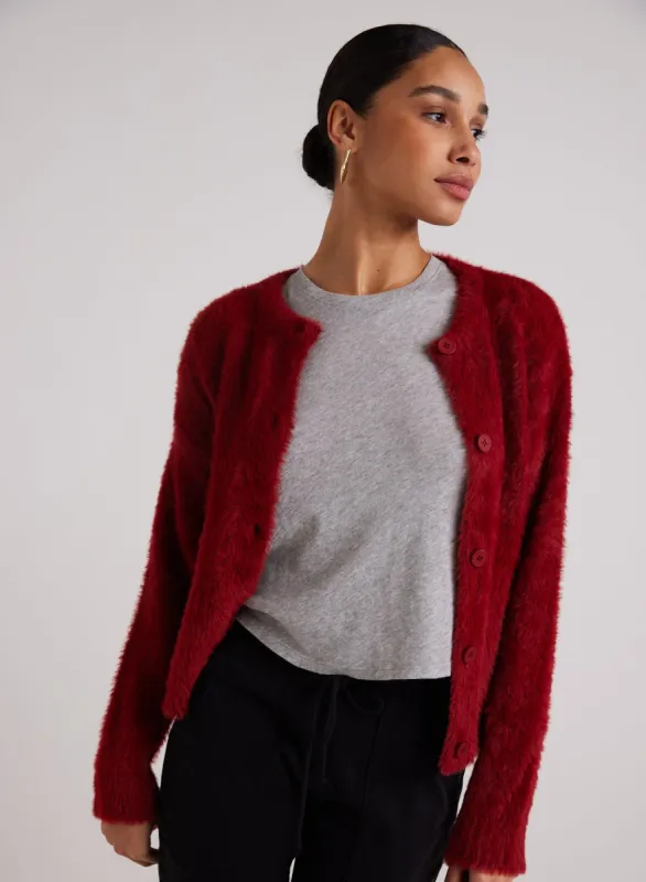 Fuzzy Crew Neck Cardigan - Ruby Red sold by Bella Dahl