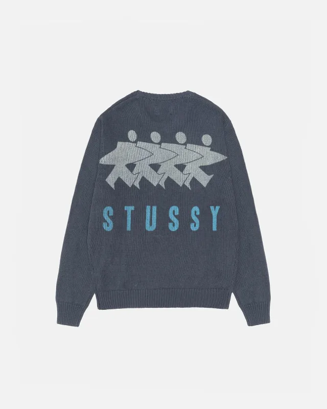 STUSSY・SURMAN ICON SWEATER Stussy Surfman Icon Cotton Linen Crew Ivory Men's - SS24 - US