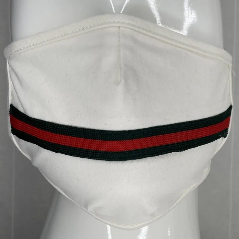 Fashion Mask (Replica Off White Green/Red Gucci Stripe) In Stock sold by Boughie Curves