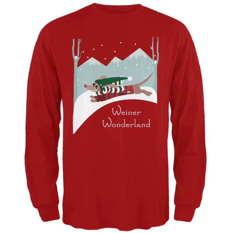 Christmas Dachshund Weiner Winter Wonderland Mens Long Sleeve T Shirt sold by Old Glory