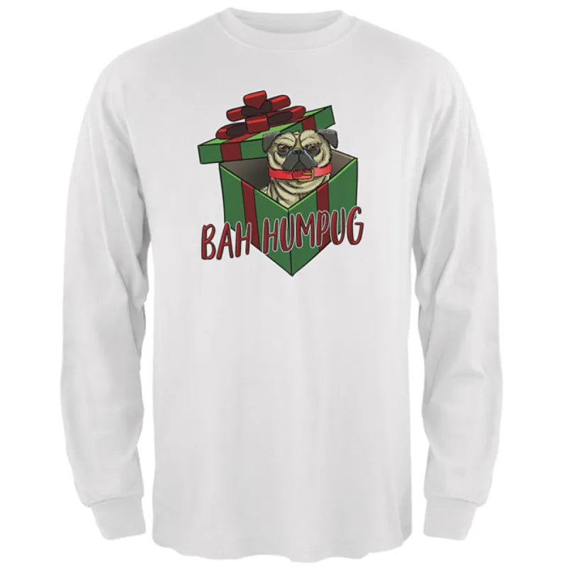 Christmas Bah Humpug Grumpy Scrooge Pug Gift Mens Long Sleeve T Shirt sold by Old Glory