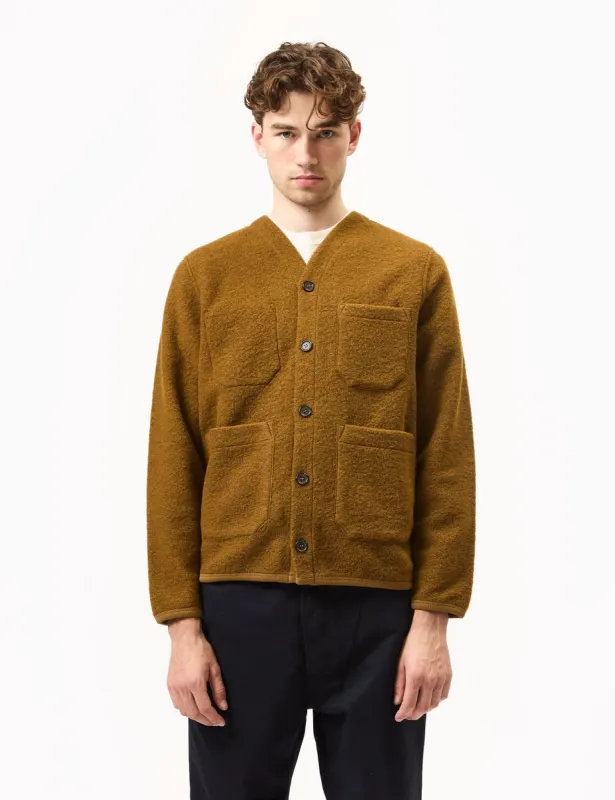 Universal Works Cardigan (Wool Fleece) - Mustard sold by Article London